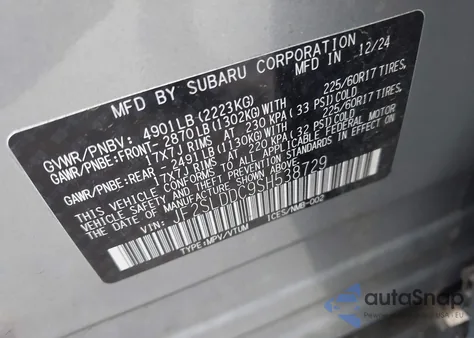 2025 Subaru Forester Premium из США, поврежденный, VIN JF2SLDDC9SH538729